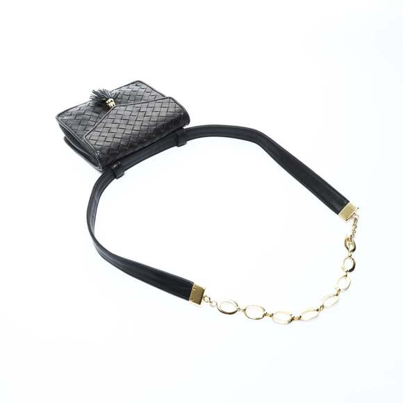 BOTTEGA VENETA Black Leather Intrecciato Shoulder Bag - Picture 9 of 12